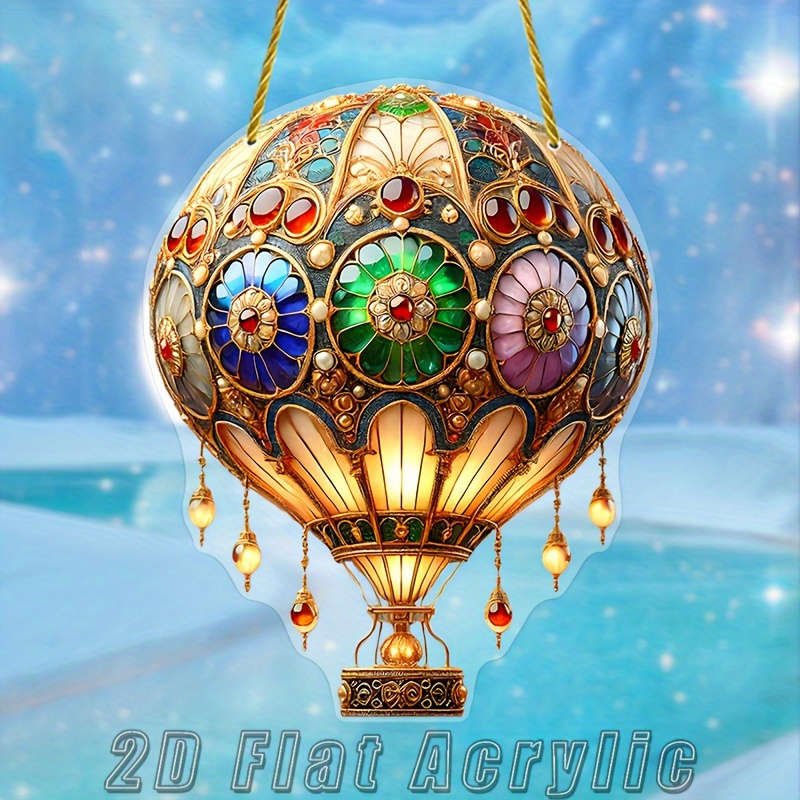 1pc 2D Flat   Acrylic Stained Glass Hot Air Ball Sun Catcher Colorful Festival Animal-Themed