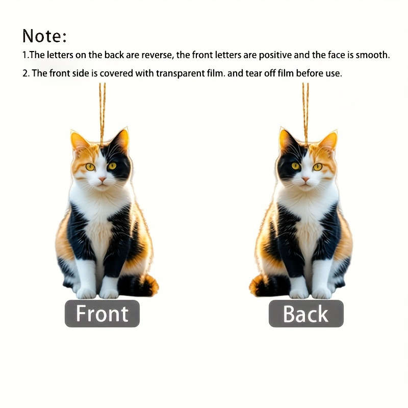 1pc 2D Flat   Double-Sided Car Bag Accessories Spiritual Kitten Decoration Suitable for