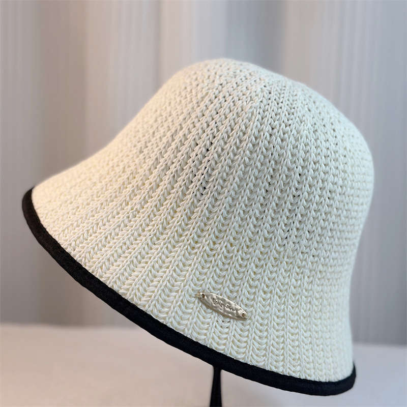 1pc New Japanese Style Men's and Women's Spring Summer Simple Color-Blocking Edge Trim Bucket Hat C