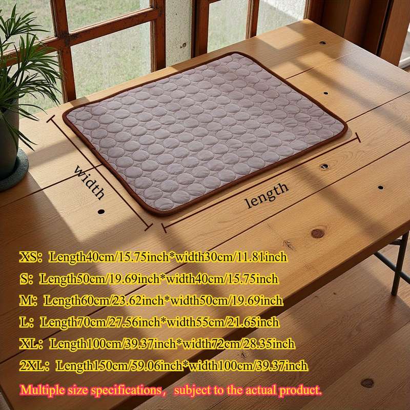 1PC Pet Mat Ice Sliky Fiber Fabric Cooling Mat Coffee Color Size Size  50 x 40 cm