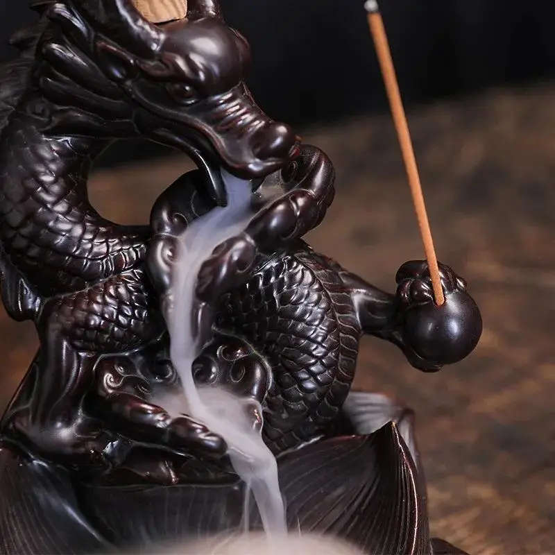 1 Piece Handmade Ceramic Dragon Waterfall Backflow Incense Burner And Incense Holder