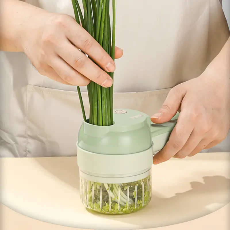 Handheld Electric Food Cutter Set with Rechargeable Lithium Battery, USB Charging, Stainless Steel B