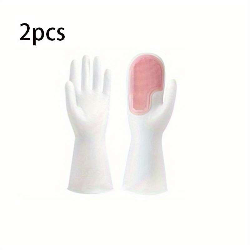2pcs Colorful Waterproof Rubber Latex Dishwashing Gloves Ideal for Kitchen Bathroom Outdo