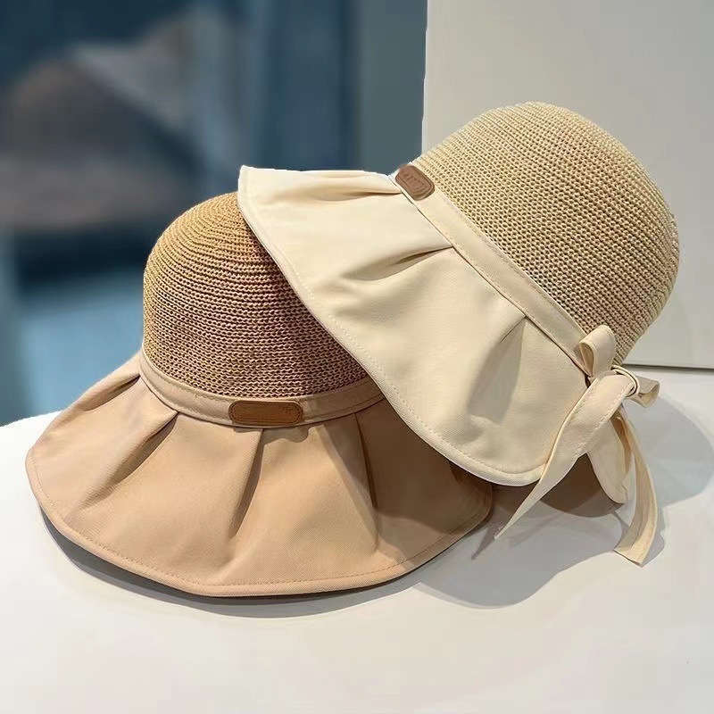 1pc Women'S Elegant Summer Bucket Hat with Bowknot Wide Brim Sun Hat for Beach Outdoor Travel