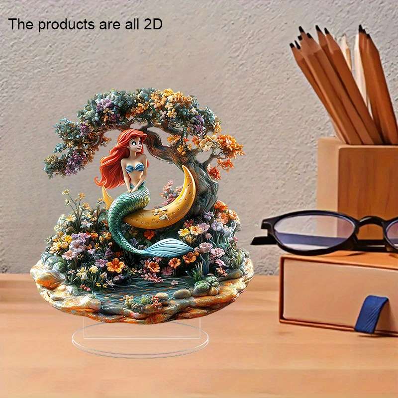 1pc 2D Flat  Disney for Ariel the Little Mermaid Acrylic Standee  Princess Desktop Decor with V