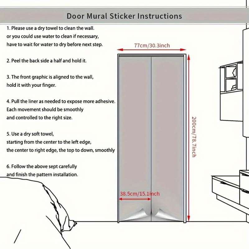1Pc 77x200cm Door Window Sticker