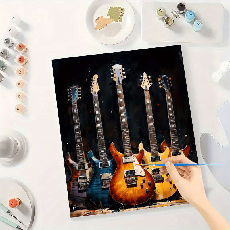 1pc Electric Guitar Collection Paint by Numbers Kit for Adults DIY Colorful Guitar Display Painti