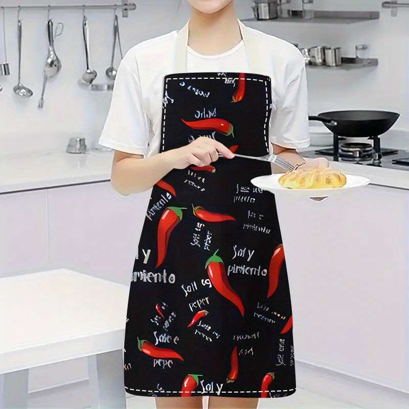 1pc Fun Chef Design Polyester Apron Durable Sleeveless Kitchen Cooking Cleaning Accessory