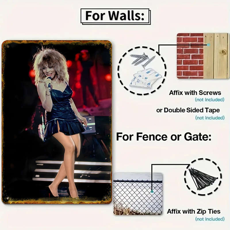 1pc Vintage Retro Metal Wall Sign High-Definition Stage Singer Art Decor for Living Room Bedroom