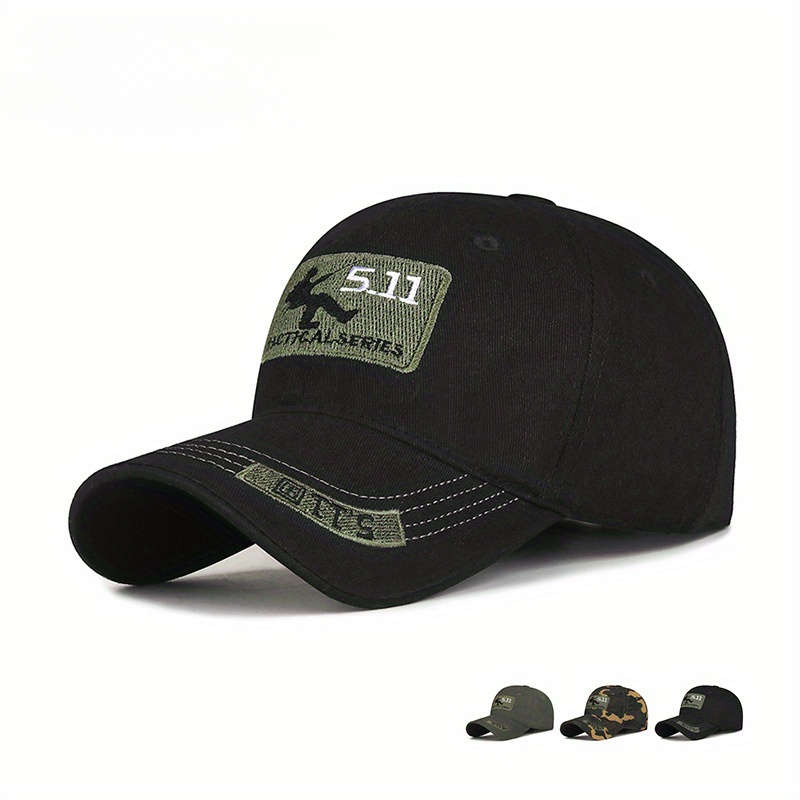 1pc Men's Tactical Camouflage Baseball Cap Adjustable Sunshade Hat with Embroidered "12.98meter D