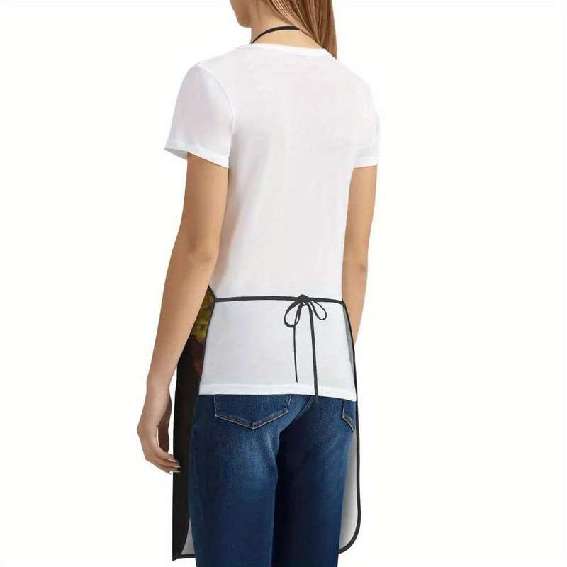 1pc Funny Mona Lisa Loves Vegetables Apron Humorous Artistic Design 100% Polyester Bib Apron