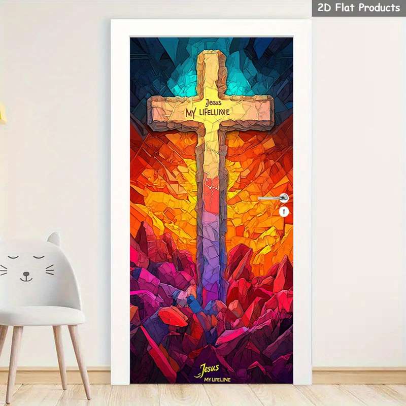 1pc 95.0x214.88cm Jesus Christian Themed Stickers