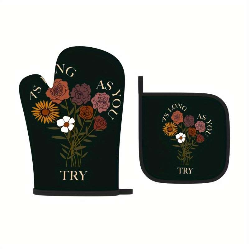 2pcs 26.92x17.02 cm Heat Resistant Oven Mitts And Potholders