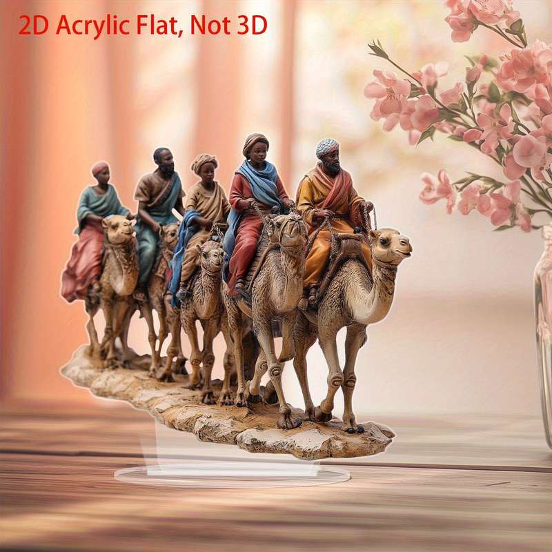 1pc 2D Flat   Acrylic Camel Caravan Desktop Decoration Waterproof and Scratch-Resistant Vibra