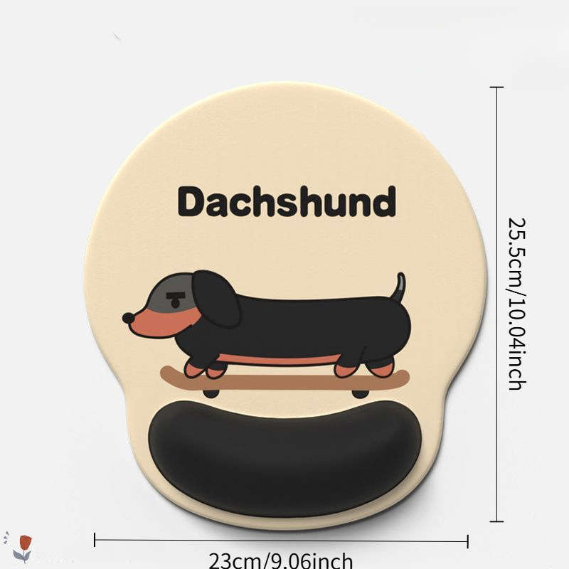 1pc Cute Dachshund Anime Wrist Rest Mouse Pad Thick Non-Slip Rubber Base Stylish Offi