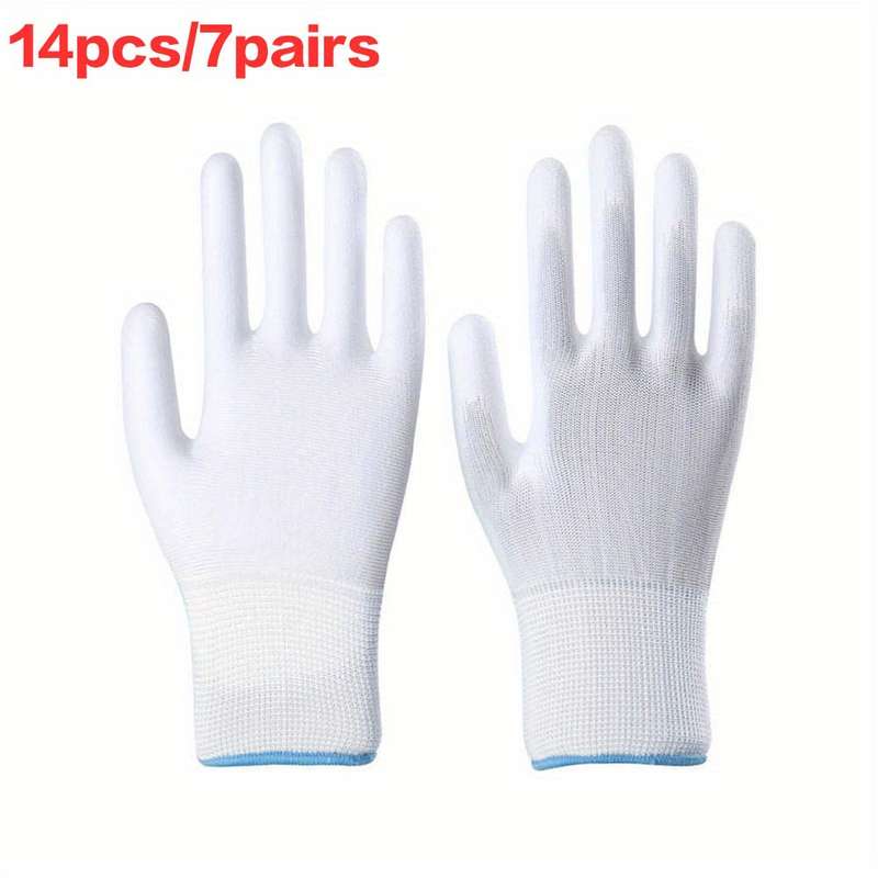 7 Pairs White Size L Multi Purpose Work Gloves