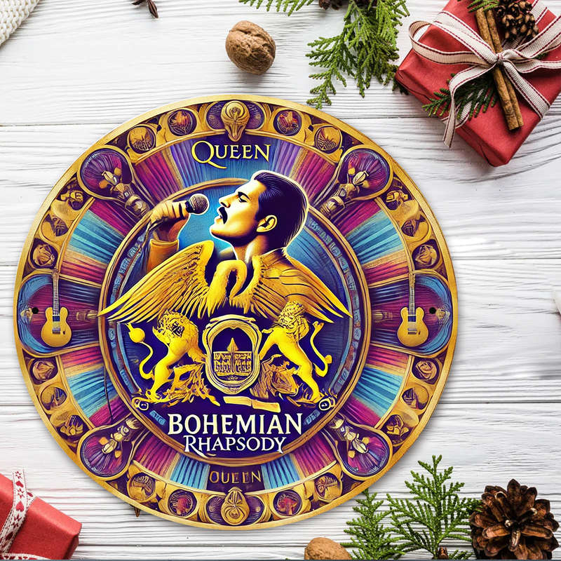 1pc Room Decor  Queen Bohemian Rhapsody 20.32x20.32 cm Round Aluminum Sign Vintage Band Logo Wa
