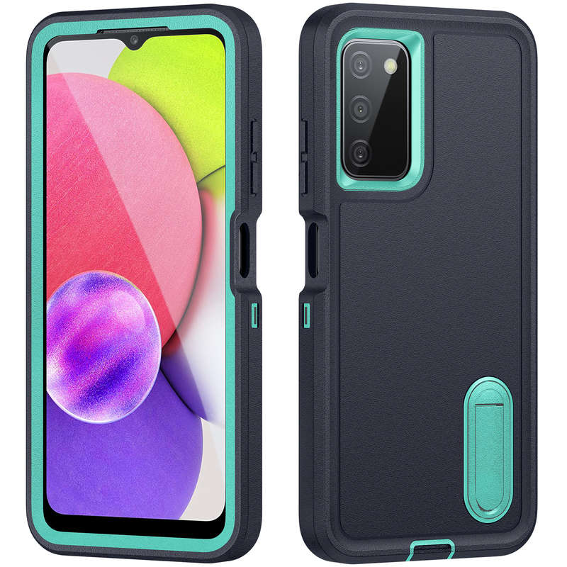 1pc Dark Blue Add  Green For Samsung Galaxy A03S USA Version Phone Cases