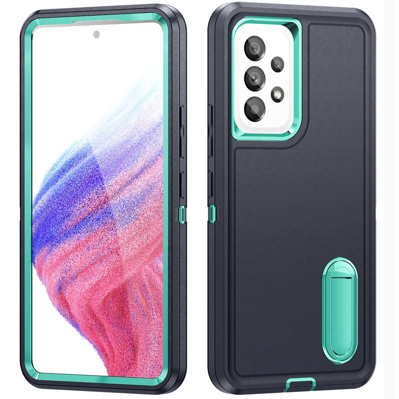 1pc Dark Blue Add  Green For Samsung Galaxy A53-5G Phone Cases