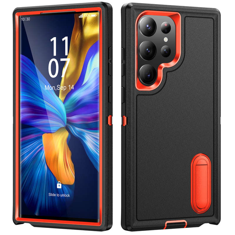 1pc Black Add  Orange For Samsung Galaxy S23 Ultra Phone Cases
