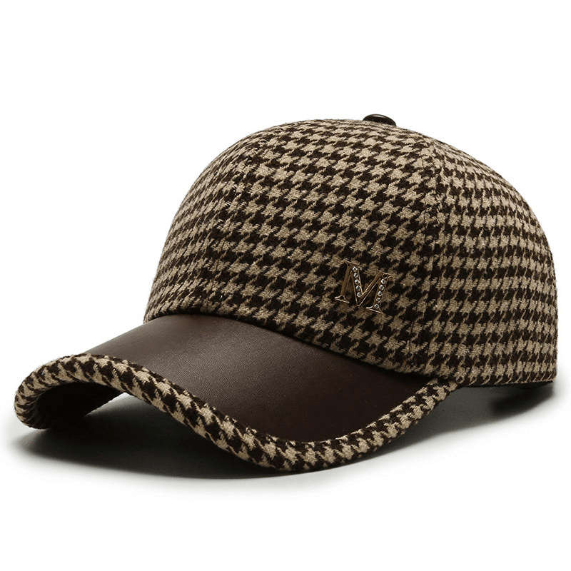 1pc Houndstooth Baseball Cap for Women Lightweight Fitted Sports Hat with Buckle Closure Dry Clea