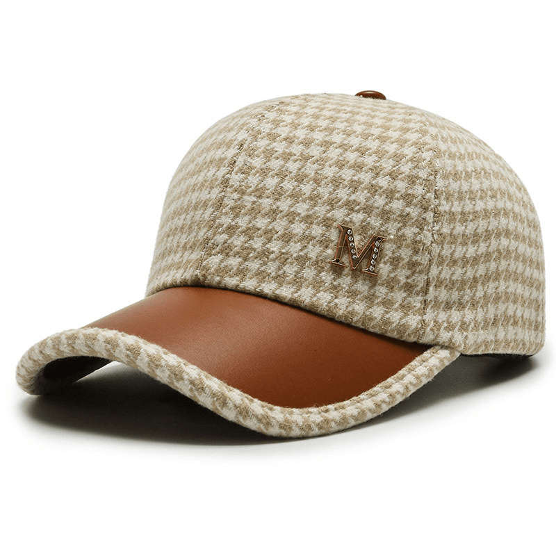 1pc Houndstooth Baseball Cap for Women Lightweight Fitted Sports Hat with Buckle Closure Dry Clea