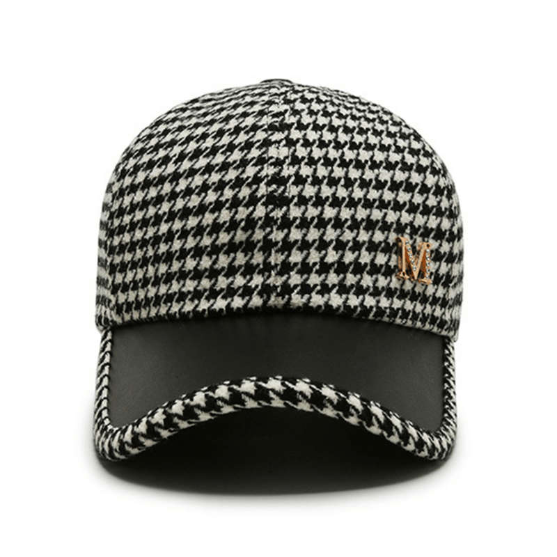 1pc Houndstooth Baseball Cap for Women Lightweight Fitted Sports Hat with Buckle Closure Dry Clea
