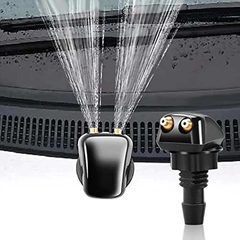 2pcs PE Polyethylene Front Windshield Washer Nozzles Universal Fit Straight Spray Wipers for Vehicl