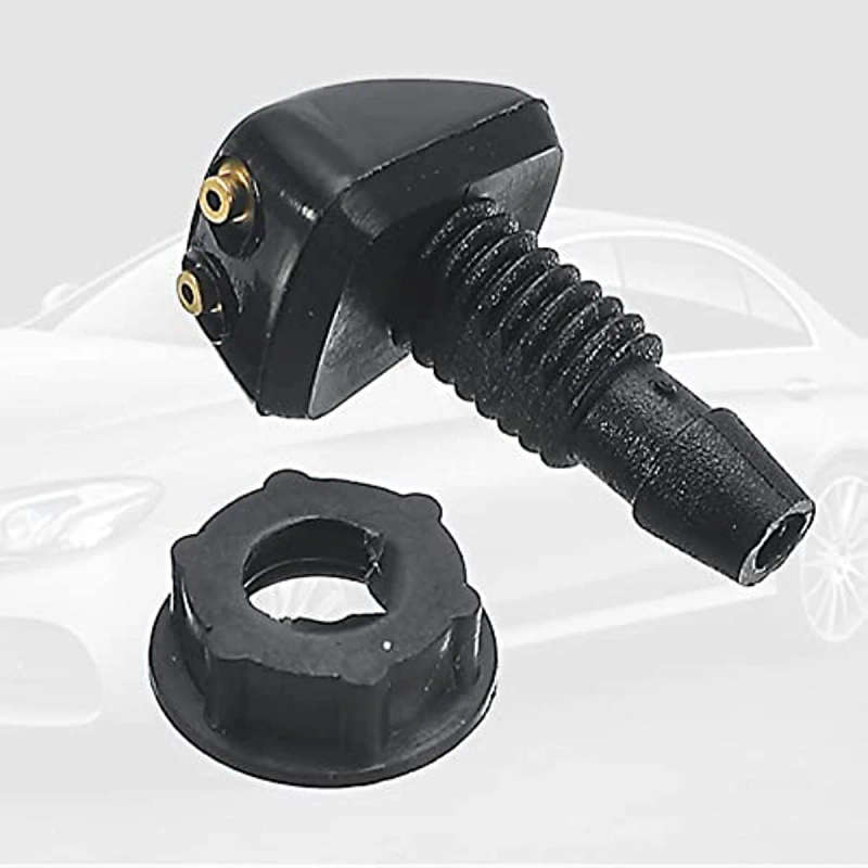 2pcs PE Polyethylene Front Windshield Washer Nozzles Universal Fit Straight Spray Wipers for Vehicl