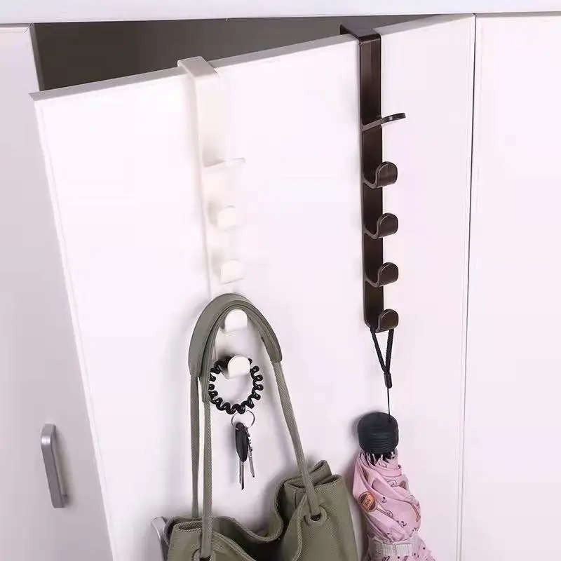 1pc Over-the-Door Plastic Hanger in Easy Install Space-Saving Hook Rack for Clothes Bags Towels Styl