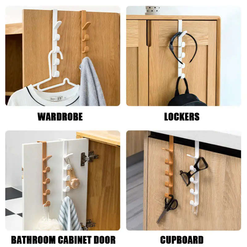 1pc Over-the-Door Plastic Hanger in Easy Install Space-Saving Hook Rack for Clothes Bags Towels Styl
