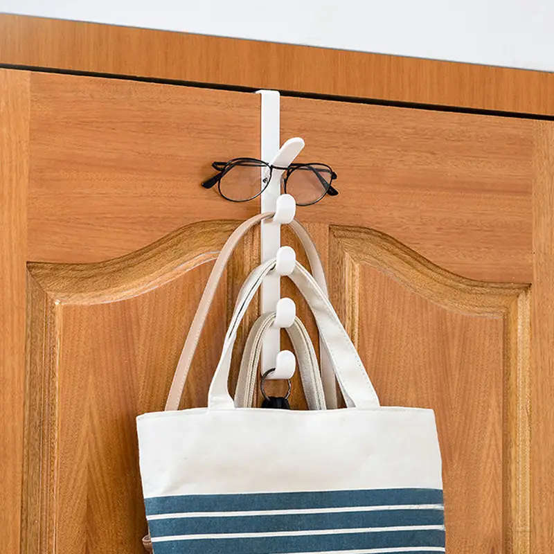 1pc Over-the-Door Plastic Hanger in Easy Install Space-Saving Hook Rack for Clothes Bags Towels Styl