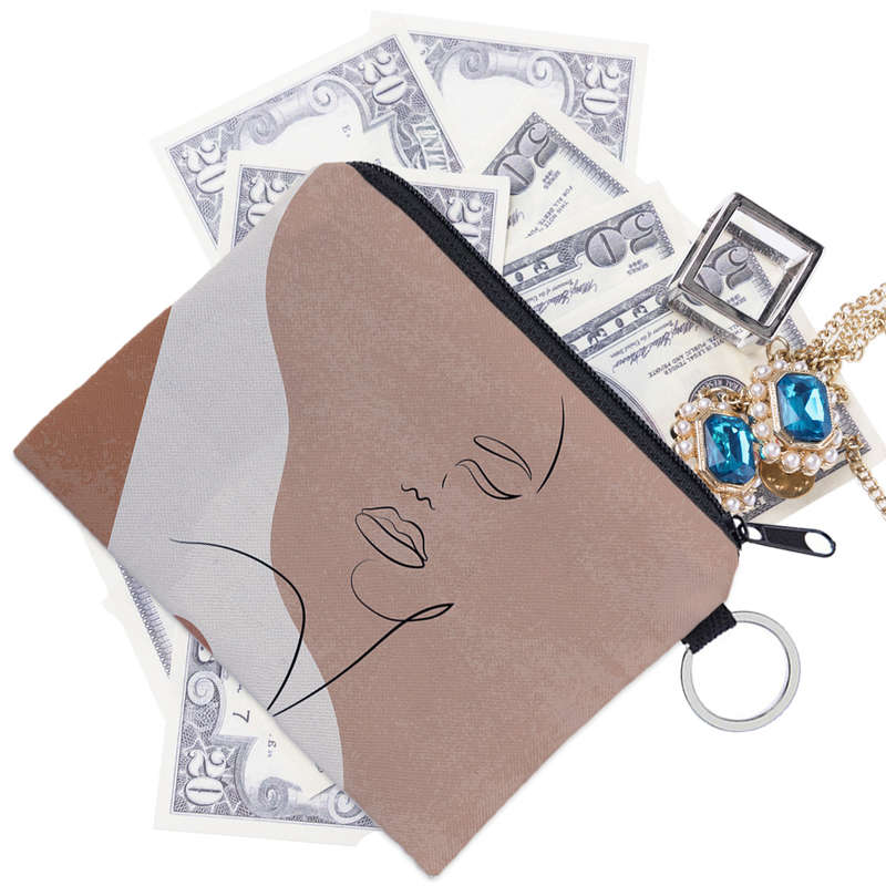 1pc Digital Print Face Pattern Coin Purse Multifunctional Key Card Holder