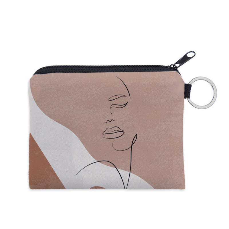 1pc Digital Print Face Pattern Coin Purse Multifunctional Key Card Holder