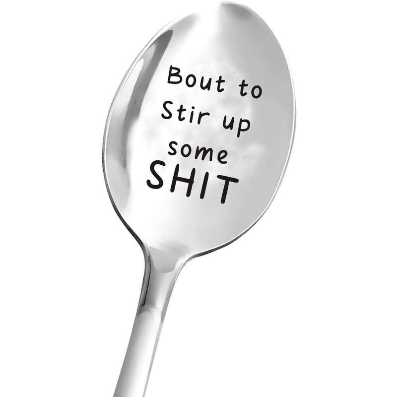 1pc Humorous Stainless Steel Spoon  Bout to Stir Some Shit  Ideal Gift for Mom Grandma Gran