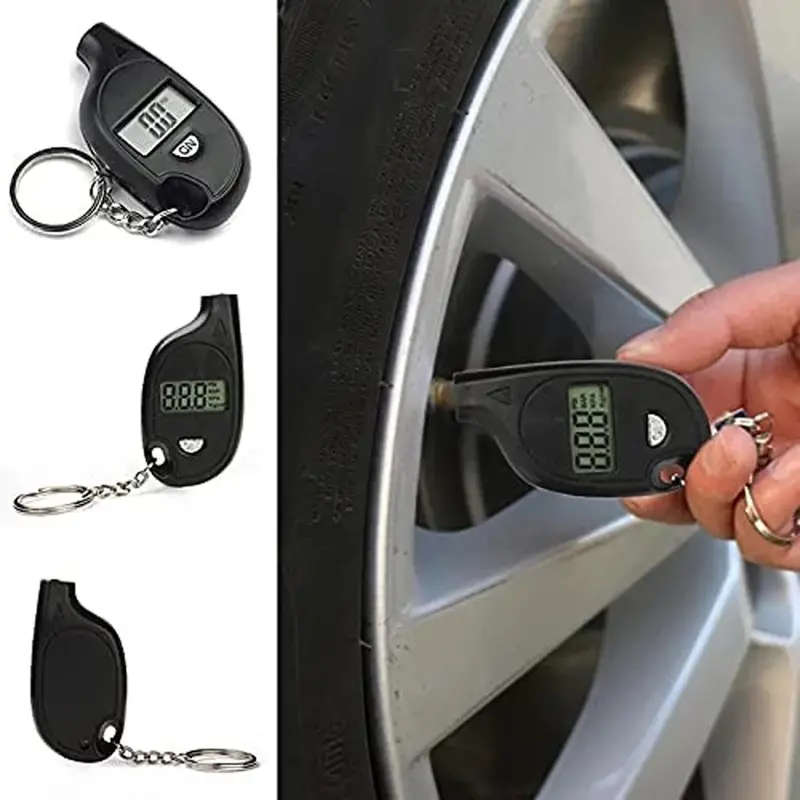 Digital Tire Pressure Gauge With Lcd Display Keychain