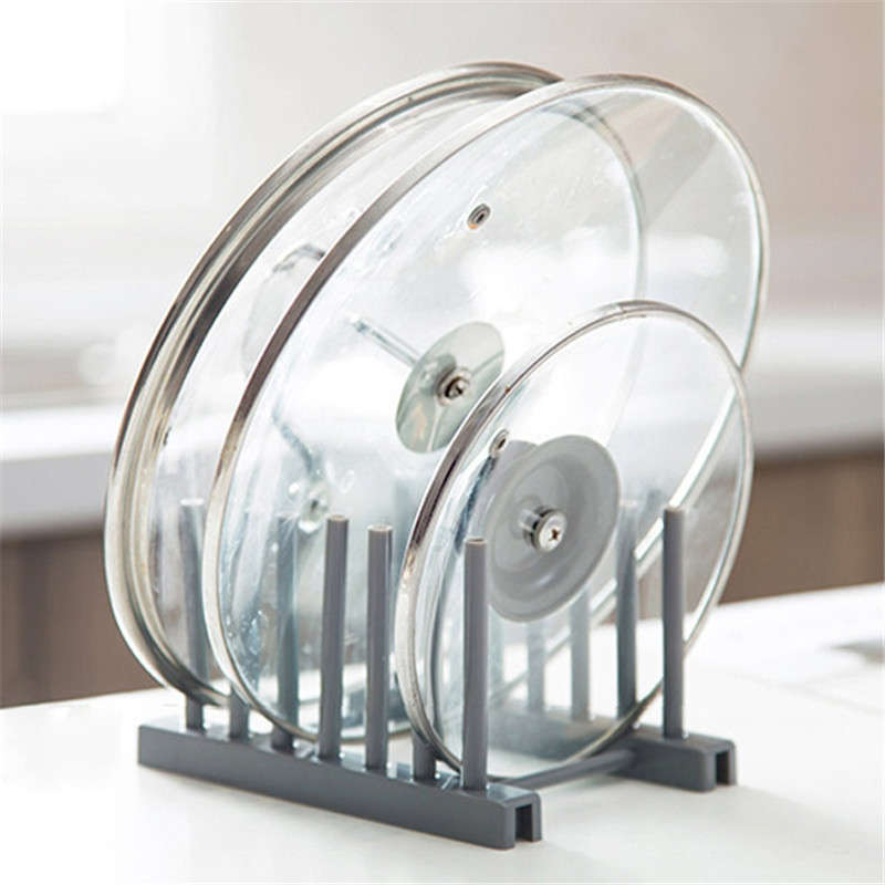 1pc Sleek Design Stainless Steel Kitchen Organizer Pot Lid Spoon Holder Rack Detachable Cook