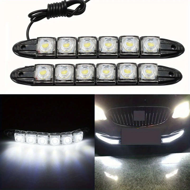 2pcs Universal Car Led DRL Daytime Running Light Flexible 6SMD White Driving Bulb Car Styling DC 12V