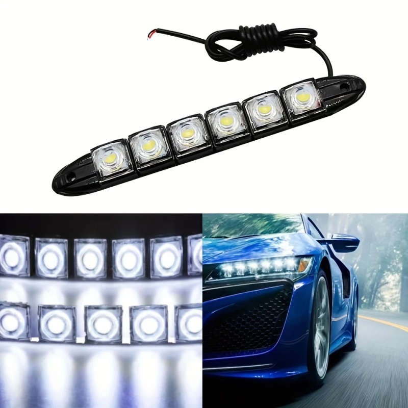 2pcs Universal Car Led DRL Daytime Running Light Flexible 6SMD White Driving Bulb Car Styling DC 12V
