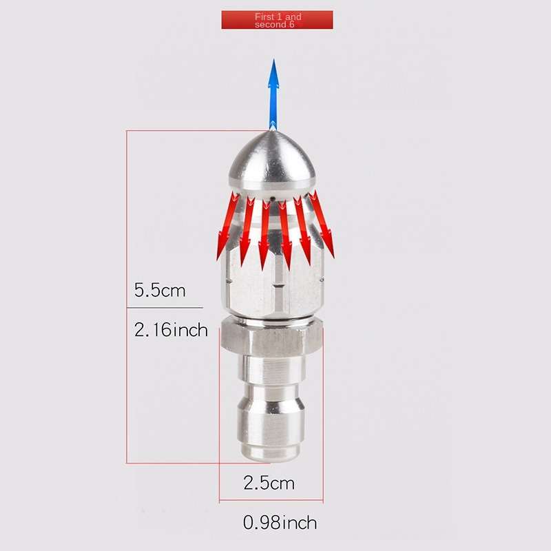 1Pc Sewer Pipe Dredging Stainless Steel High Pressure Nozzle2.9