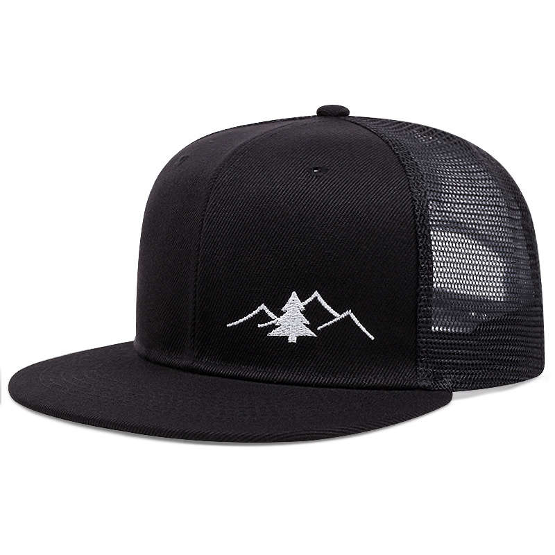 1pc Trendy Embroidered Trucker Hat Breathable Mesh Baseball Cap for Outdoor Skateboarding Busin
