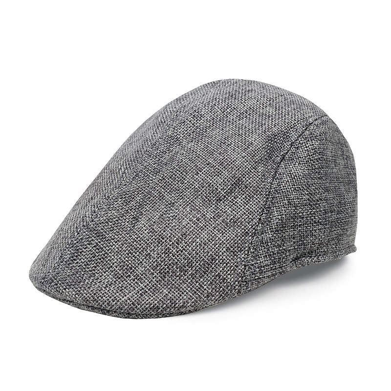 1pc Men's StylishLinen Beret Hat Retro Lightweight Duckbill Cap for Middle-Aged Elderly Brea