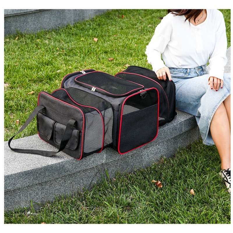 1pc Black With Red Edgesize L Pet Bag