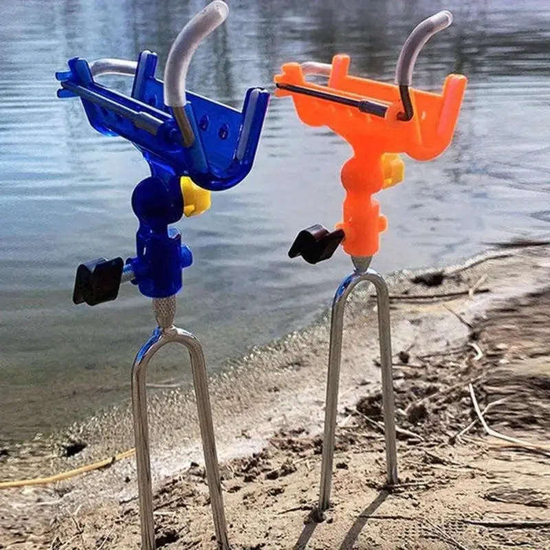 1pc 360° Adjustable Stainless Steel Fishing Rod Holder Self-Locking Insert Design for Easy Setup Rod