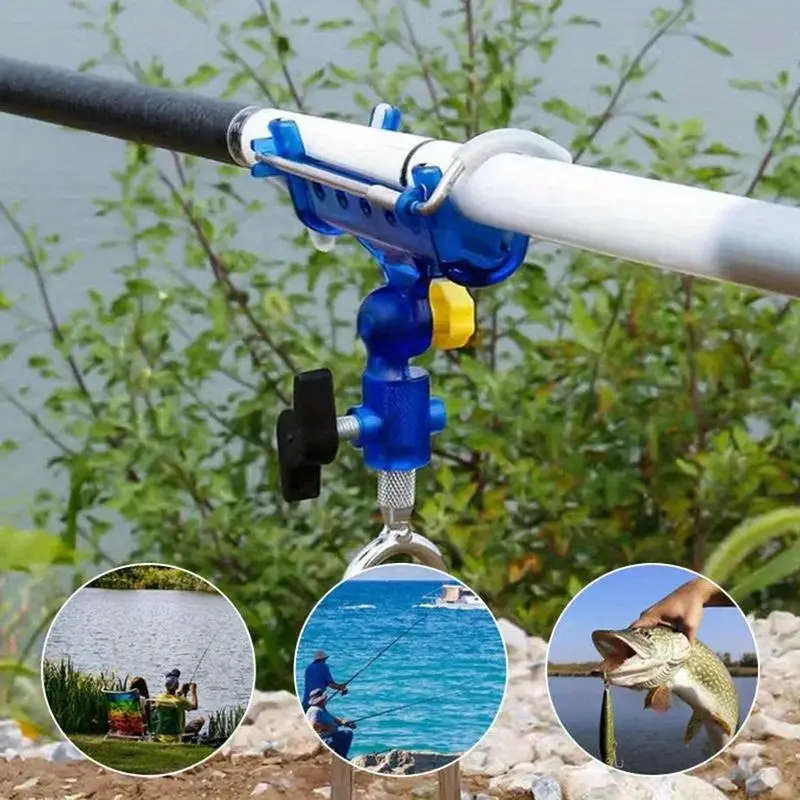 1pc 360° Adjustable Stainless Steel Fishing Rod Holder Self-Locking Insert Design for Easy Setup Rod