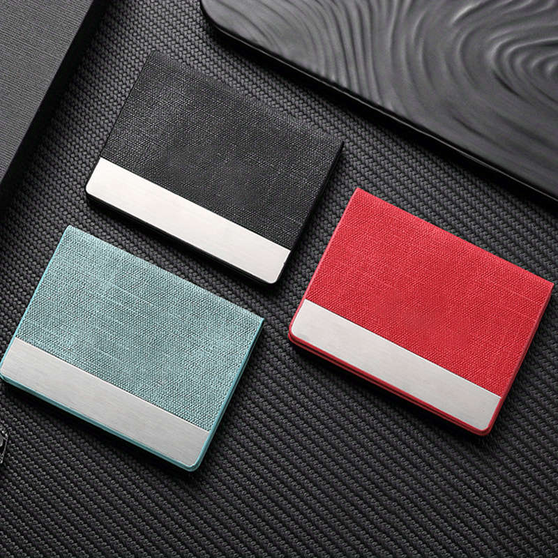 1pc Stylish Ultra-thin Men's And Women's Anti-theft Anti-Blocking Fine Faux Leather Stainless Steel