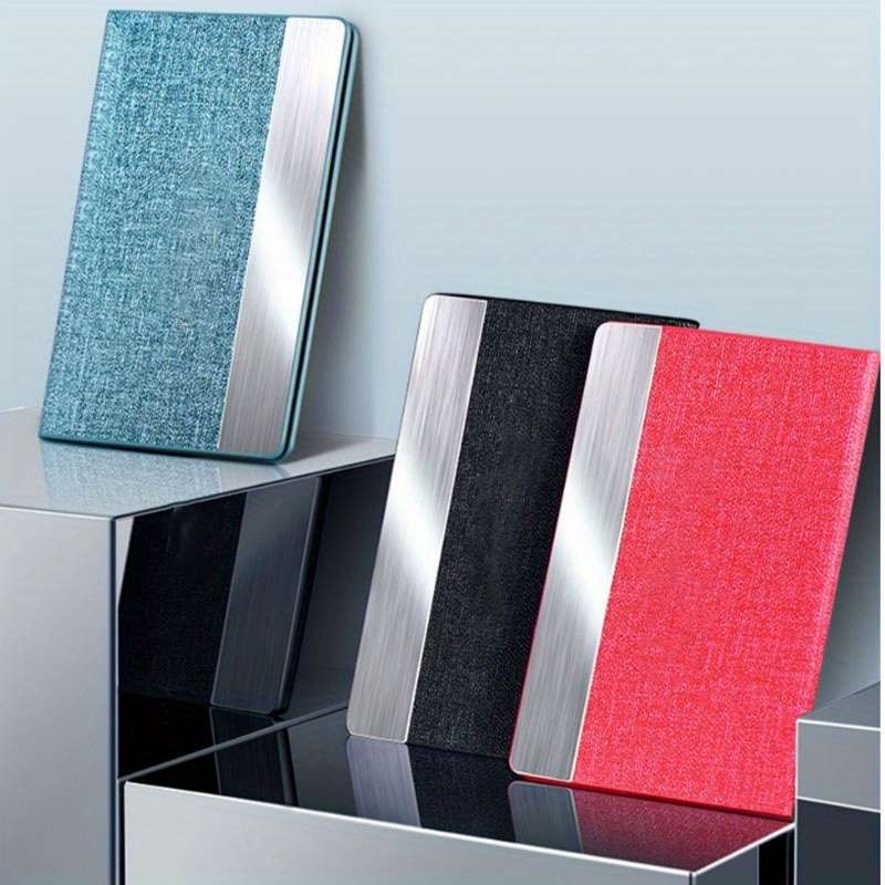 1pc Stylish Ultra-thin Men's And Women's Anti-theft Anti-Blocking Fine Faux Leather Stainless Steel