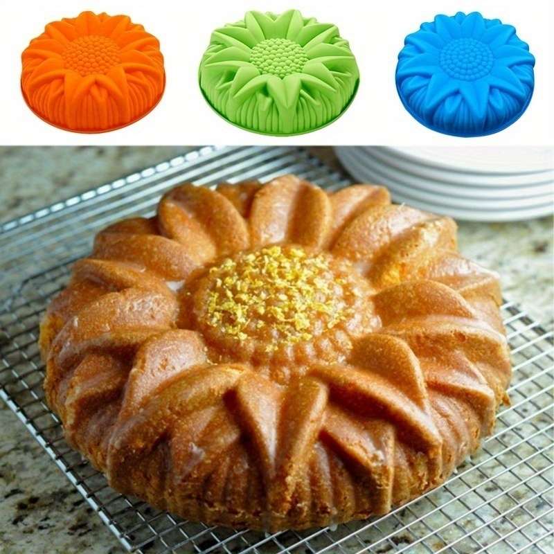 1pc Large Silicone Sunflower Shape Pastry Cake Mold Baking Tools Kitchen Accessories Random Col