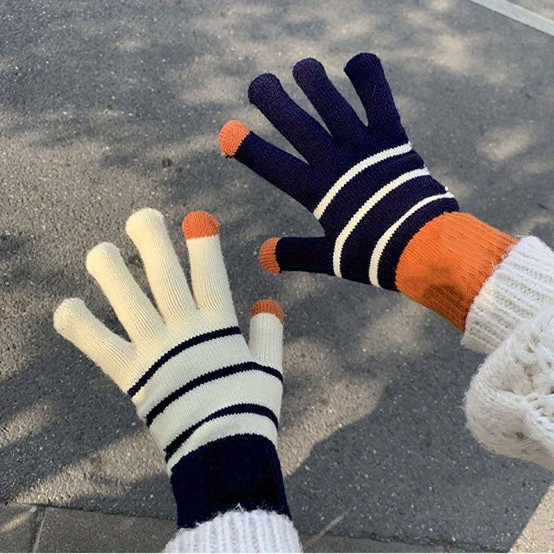 1 Pair White Warm Gloves