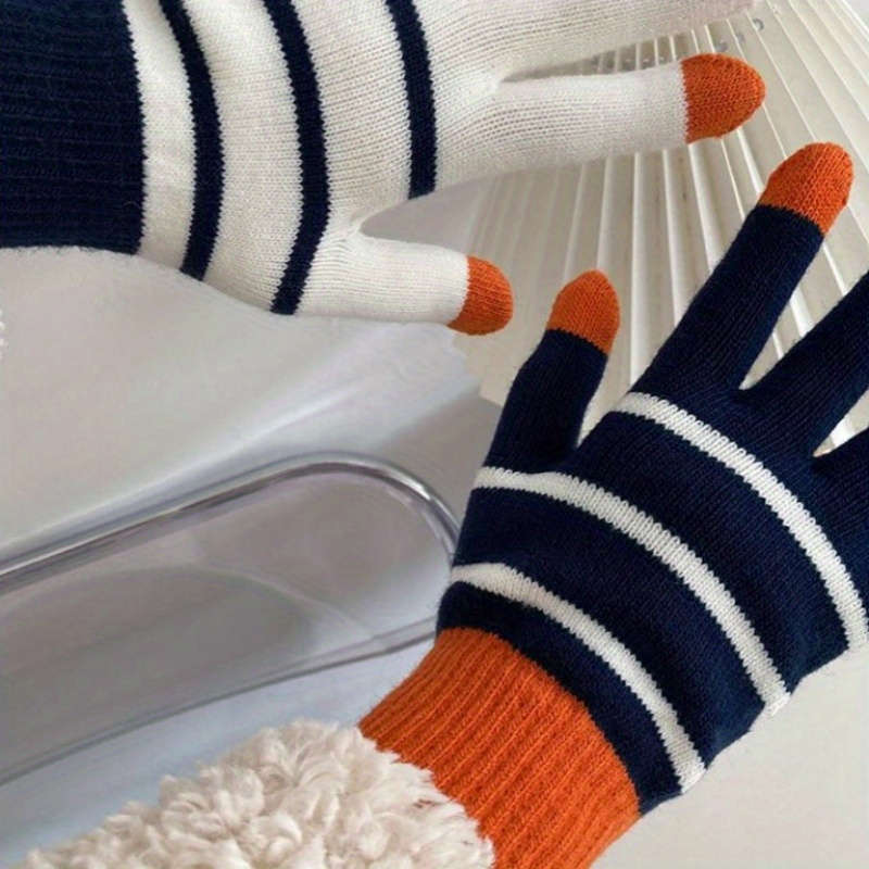 1 Pair White Warm Gloves